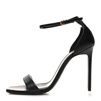 Saint Laurent Calfskin Amber 105 Ankle Strap Sandals 40 Black 1 of 9