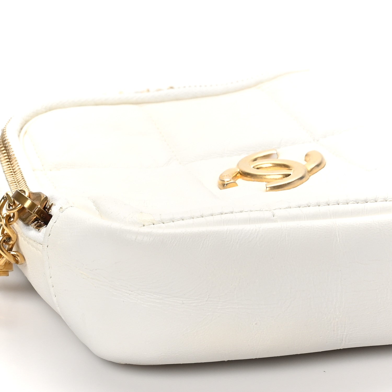 Chanel Lambskin Quilted Diamond Clutch With Chain White 9 of 10