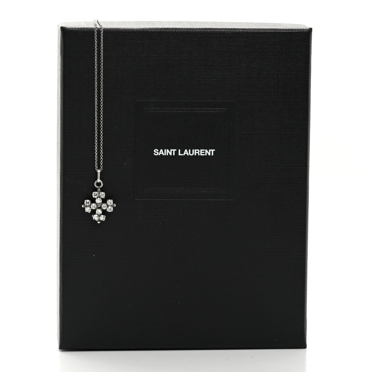 Metal Crystal Cross Pendant Necklace Silver