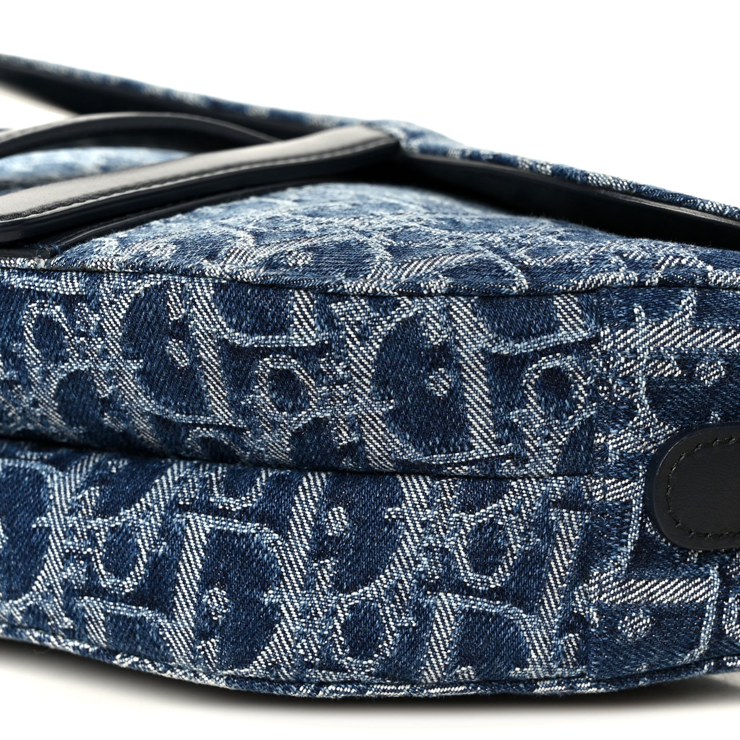 Denim Oblique Jacquard Saddle Bag With Strap Blue