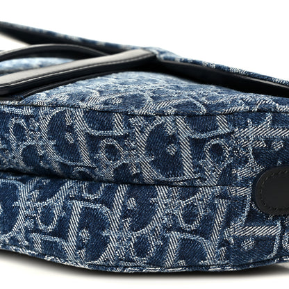 Christian Dior Denim Oblique Jacquard Saddle Bag With Strap Blue 10 of 11