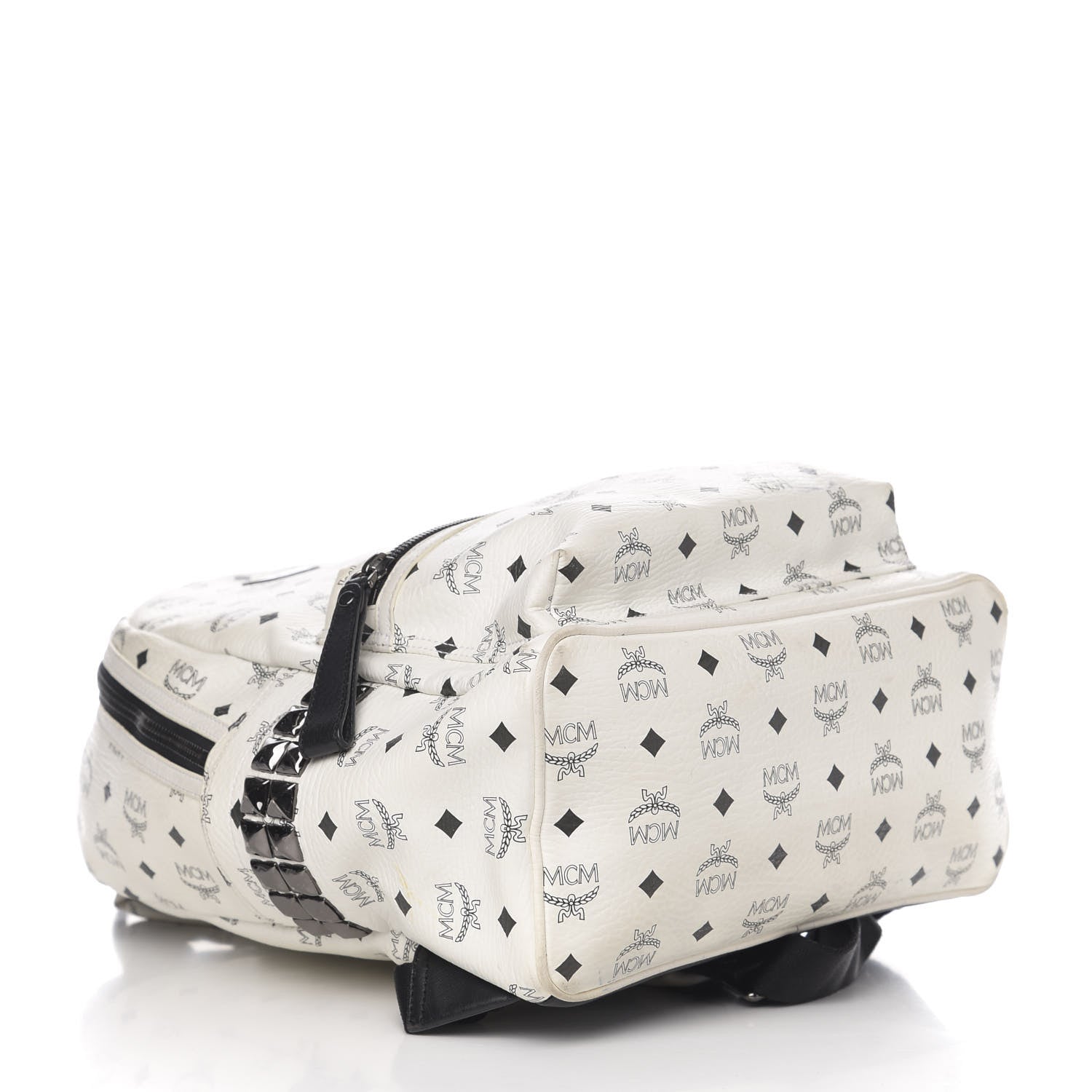 MCM Visetos Medium Side Studs Stark Backpack White 3 of 15