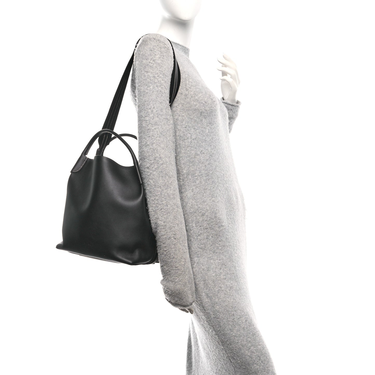 Smooth Calfskin Large Bale Bag Black