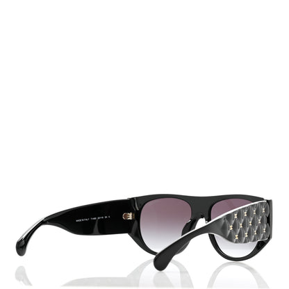 Chanel Acetate Quilted CC Pilot Sunglasses 71465 Black 4 of 8
