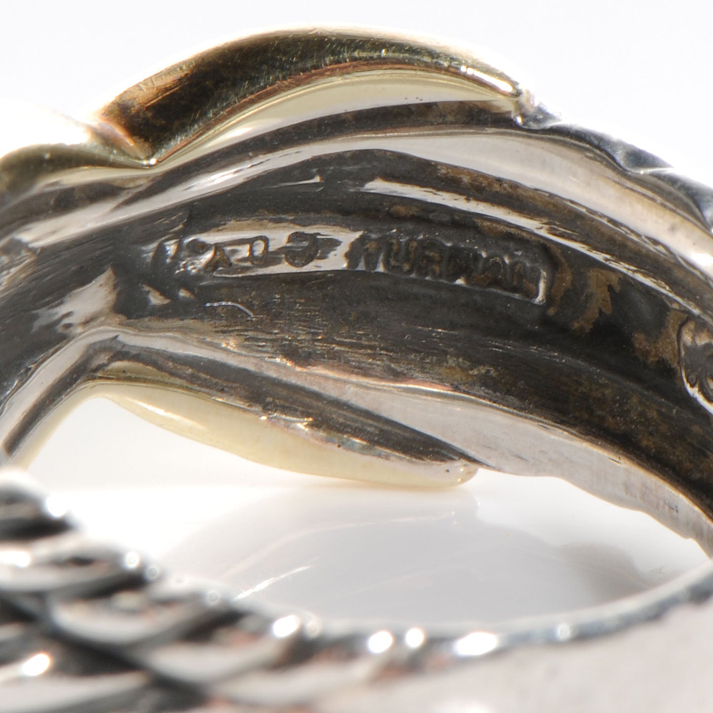 Sterling Silver 14k Yellow Gold X Crossover Ring 6.5