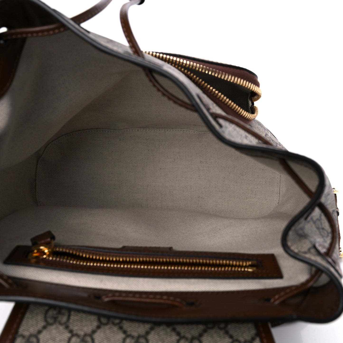 GG Supreme Monogram Azalea Calfskin Retro Interlocking G Buckle Backpack Beige Ebony Brown Sugar