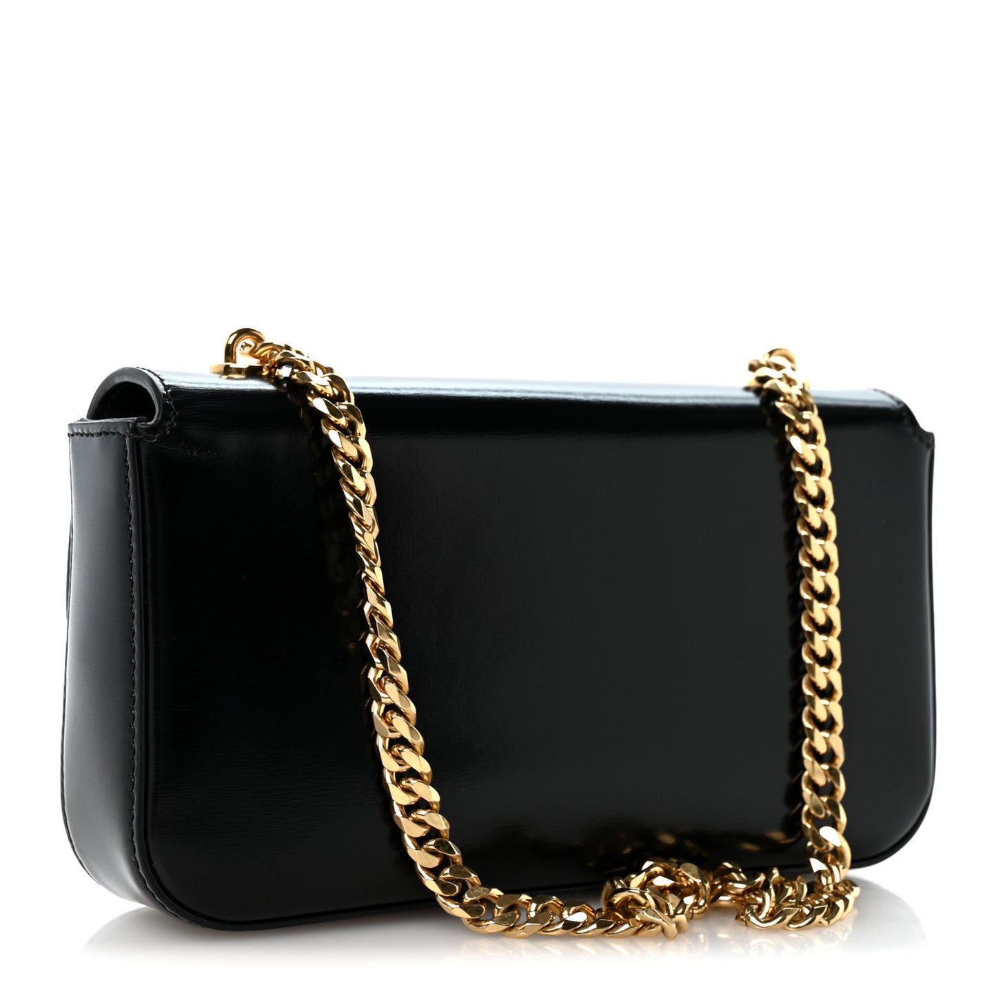 Shiny Calfskin Triomphe Chain Shoulder Bag Black