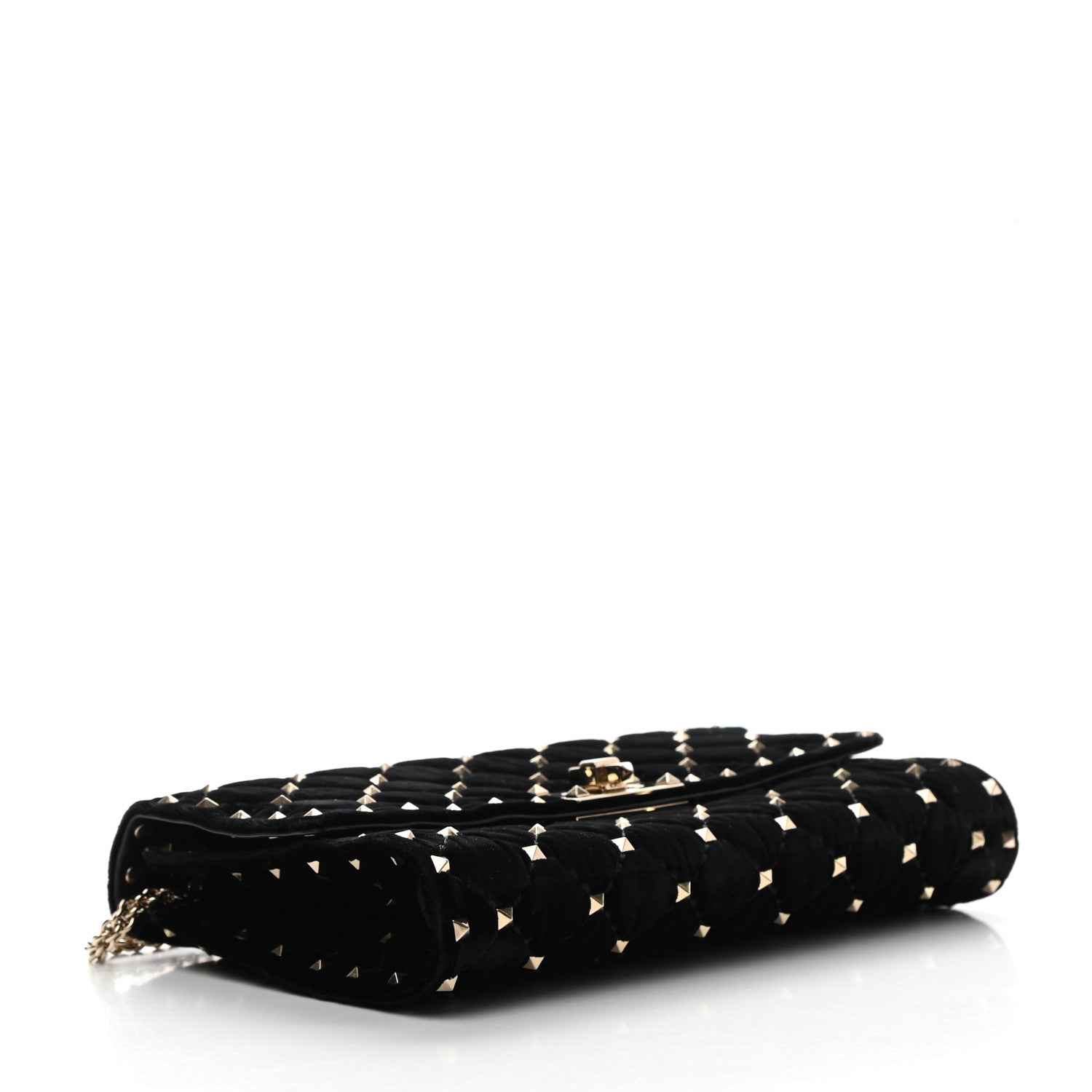 Valentino Garavani Velvet Rockstud Spike Wallet on Chain Black 4 of 9