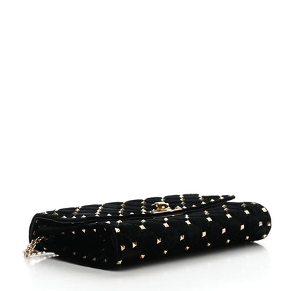 Valentino Garavani Velvet Rockstud Spike Wallet on Chain Black 4 of 9