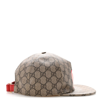 Gucci GG Supreme Monogram Apple Print Baseball Hat L Beige Red 5 of 12