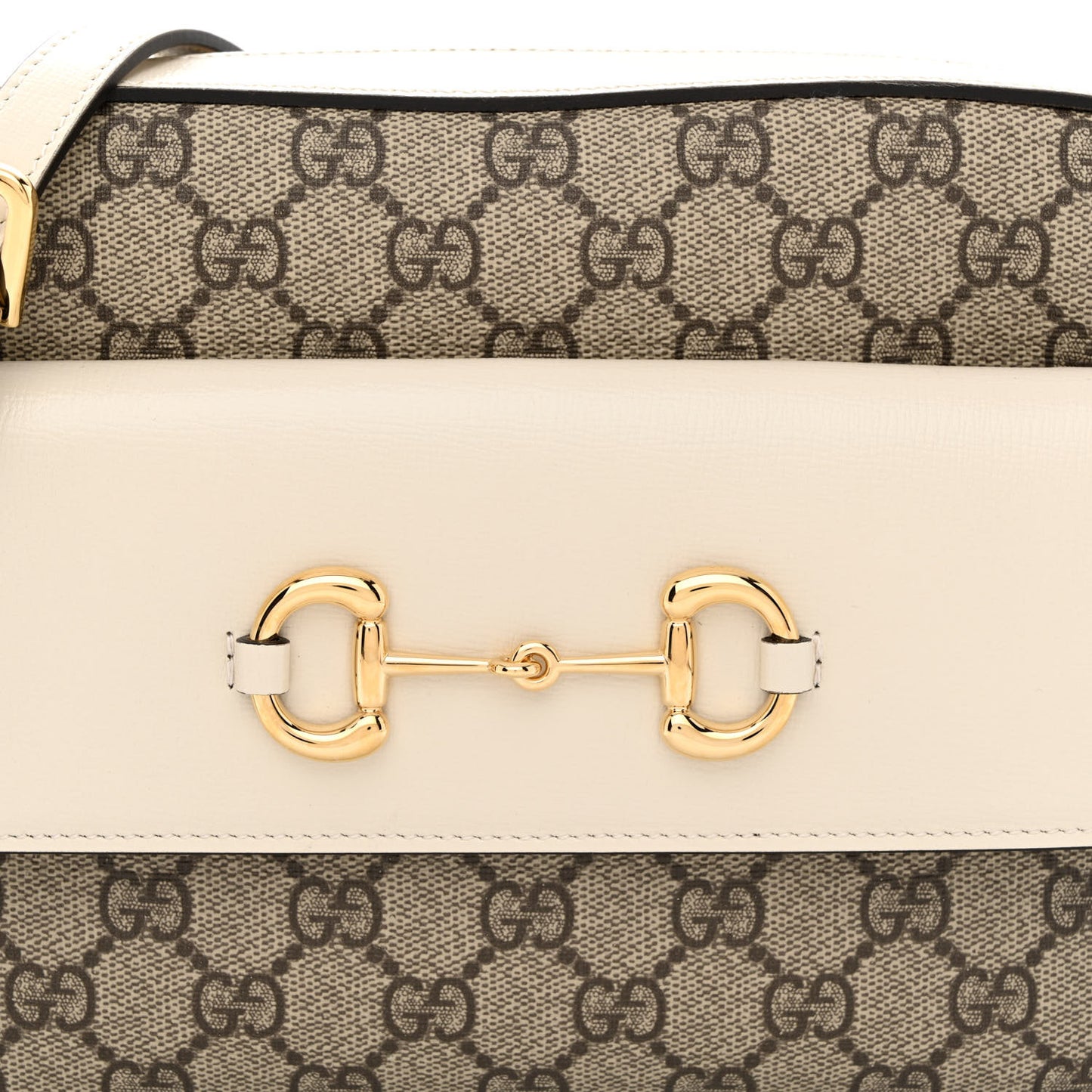 GG Supreme Monogram Small Horsebit 1955 Shoulder Bag Beige Mystic White