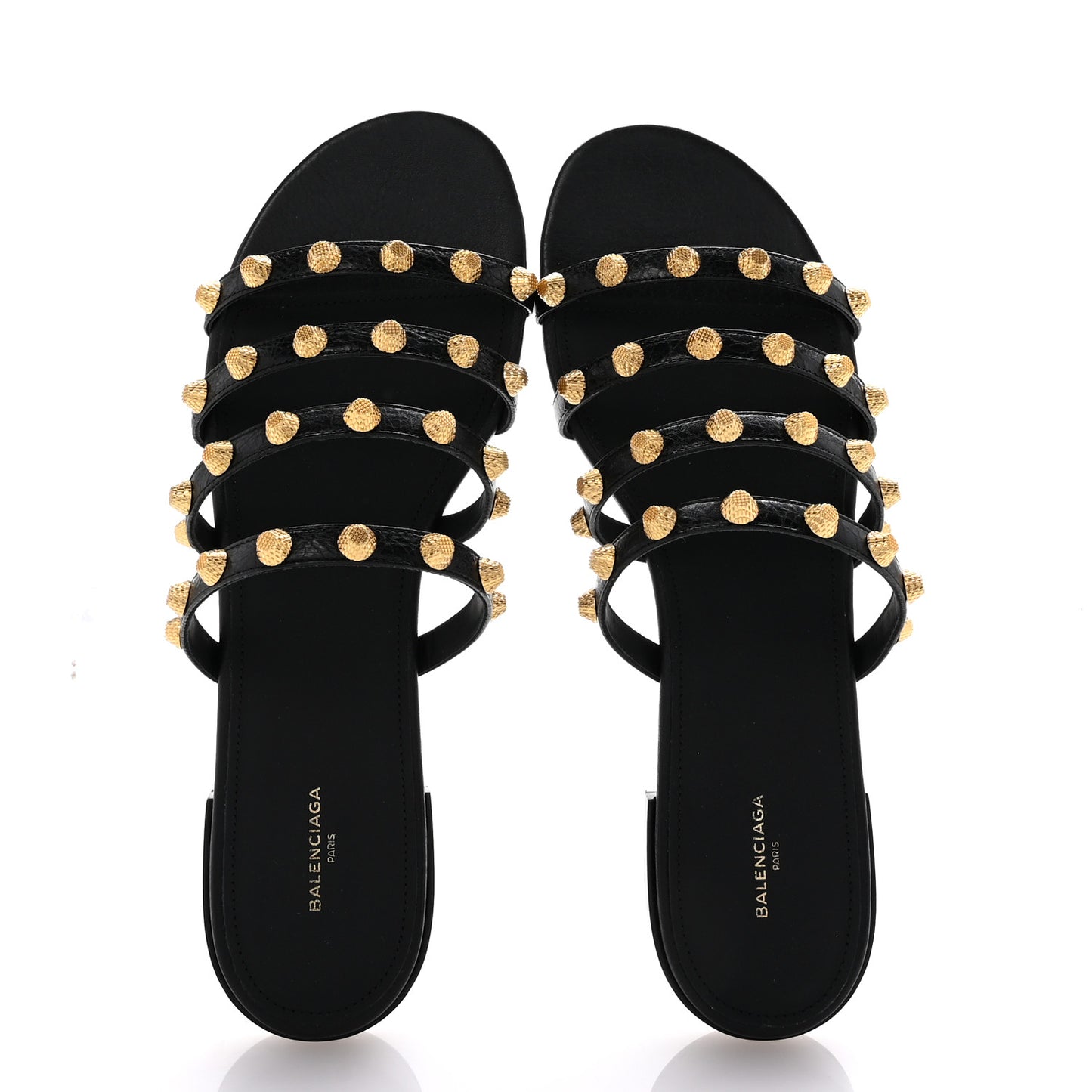 Agneau Lambskin Giant Gold Stud Sandals 41 Black