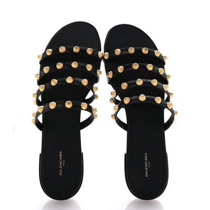 Balenciaga Agneau Lambskin Giant Gold Stud Sandals 41 Black 2 of 10