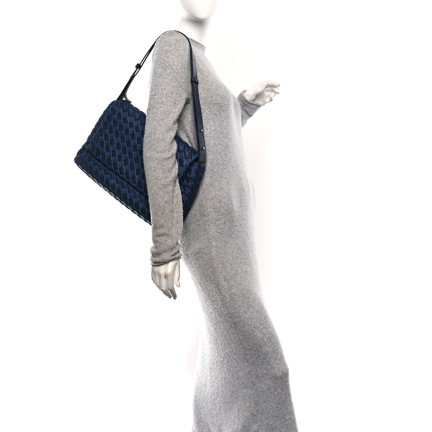 Bottega Veneta Denim Nappa Intrecciato Padded Messenger Abyss Indigo 2 of 9
