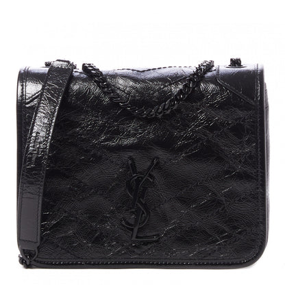 Saint Laurent Crinkled Calfskin Matelasse Monogram Niki Chain Wallet Black 1 of 9
