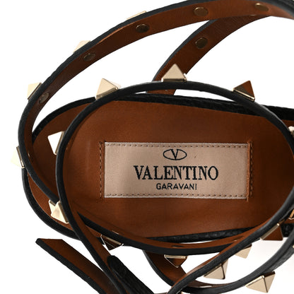 Valentino Garavani Grained Calfskin Rockstud Ankle Strap 5/105mm Sandals 39 Black 7 of 16