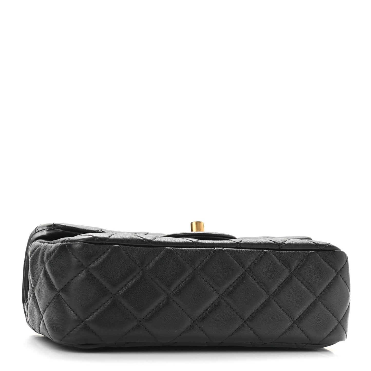 Lambskin Quilted Mini Rectangular Pearl Crush Flap Black