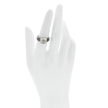 David Yurman Sterling Silver Diamond Prasiolite 10mm Petite Wheaton Ring 53 6.5 2 of 5