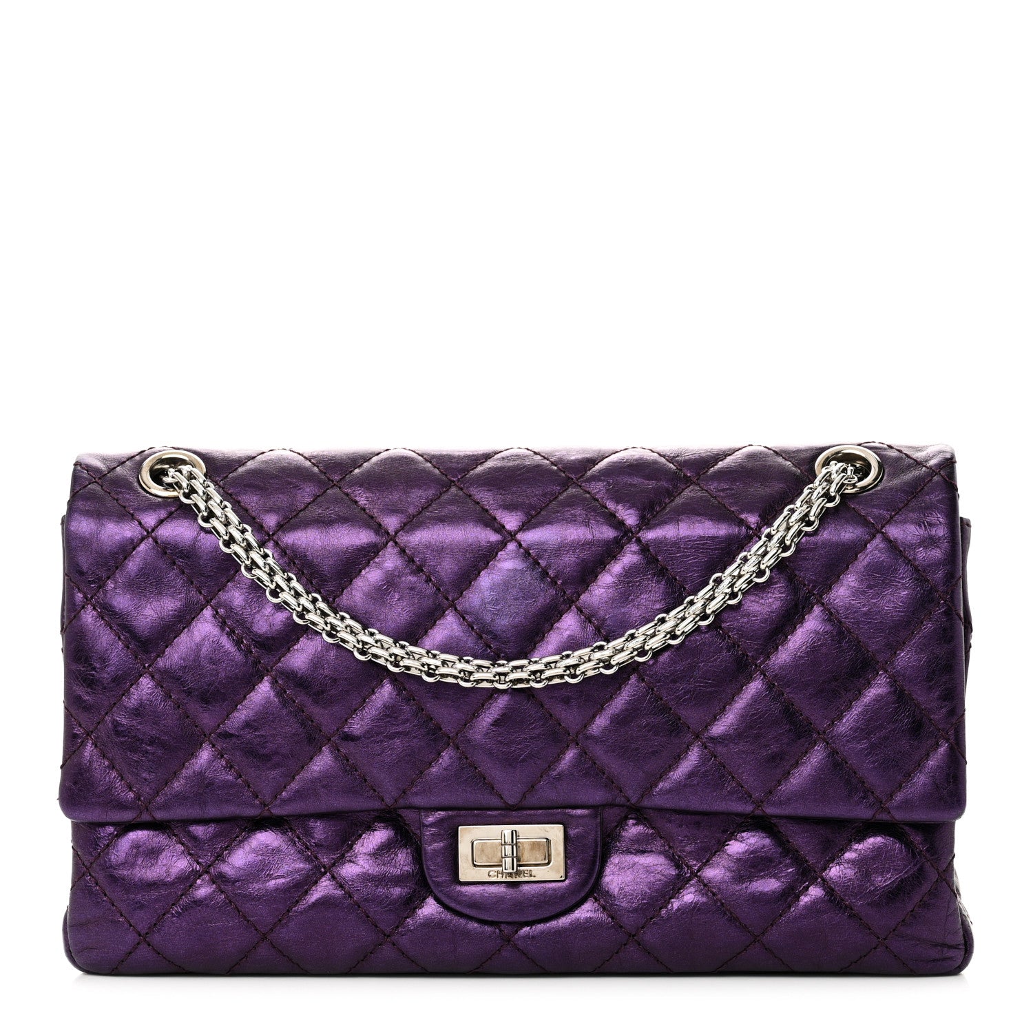 Chanel Metallic Aged Calfskin Quilted 2.55 Reissue 226 Flap Purple 1 of 10