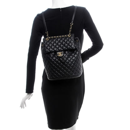 Chanel Calfskin Quilted Large Urban Spirit Backpack Black 2 of 8