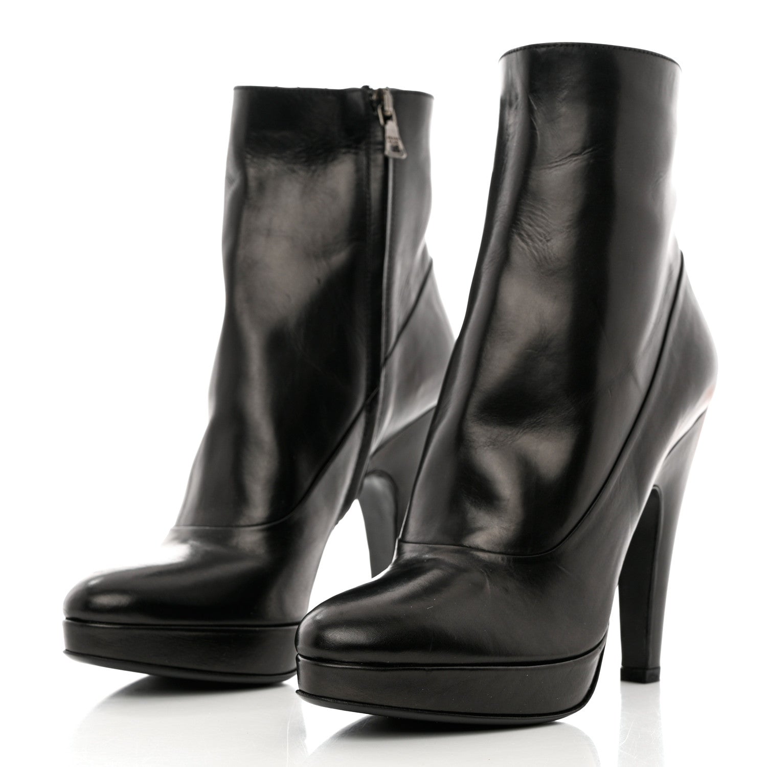 Prada Soft Lux Calfskin Platform Ankle Boots 36 Black 3 of 9