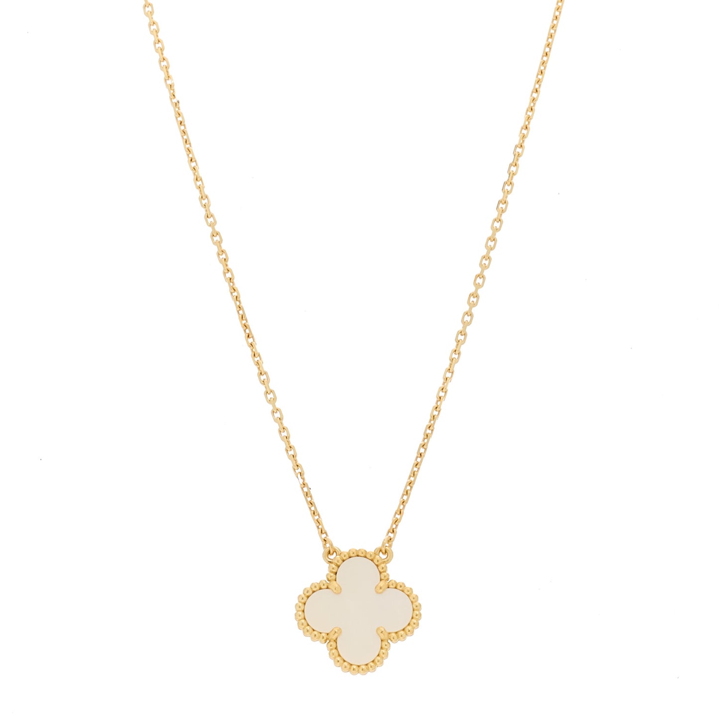 18K Yellow Gold Mother of Pearl Vintage Alhambra Pendant Necklace