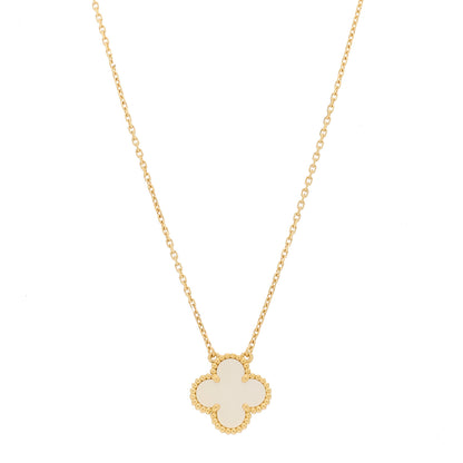 Van Cleef & Arpels 18K Yellow Gold Mother of Pearl Vintage Alhambra Pendant Necklace 1 of 6