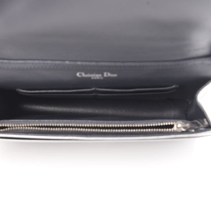 Christian Dior Metallic Patent Micro-Cannage Diorama Wallet on Chain Pouch Silver 5 of 15
