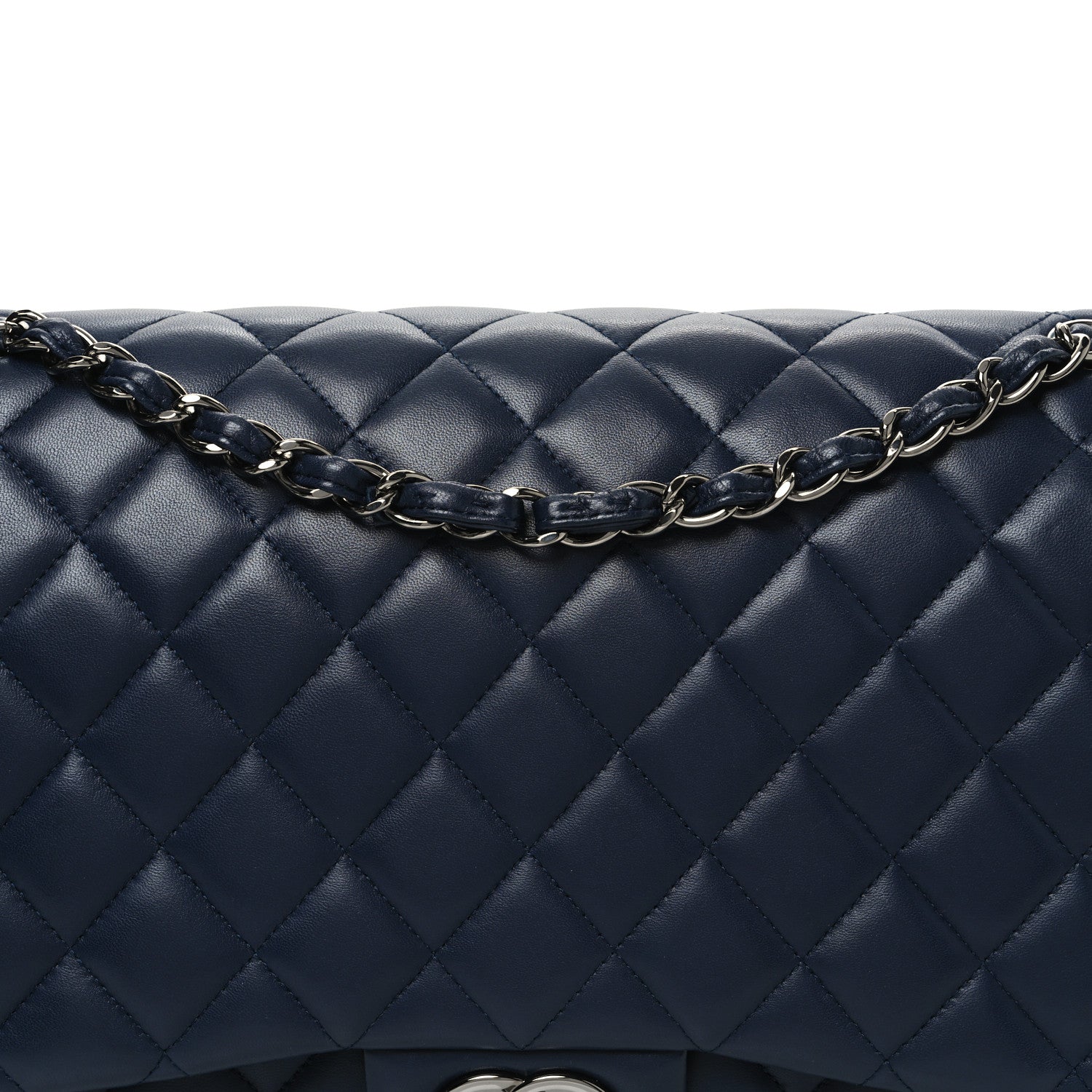 Chanel Lambskin Quilted Maxi Double Flap Dark Blue 8 of 11