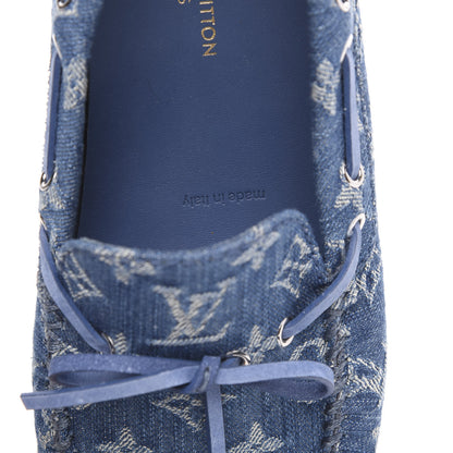 Louis Vuitton Monogram Denim Mens Arizona Car Shoe Moccasin Loafers 7 Blue 7 of 9
