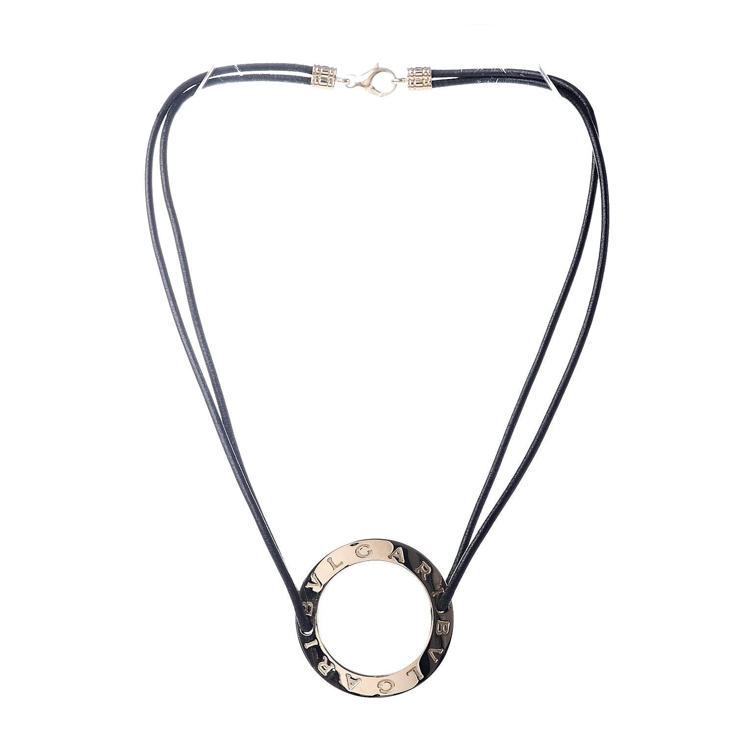 18K Yellow Gold Cord Pendant Necklace Black