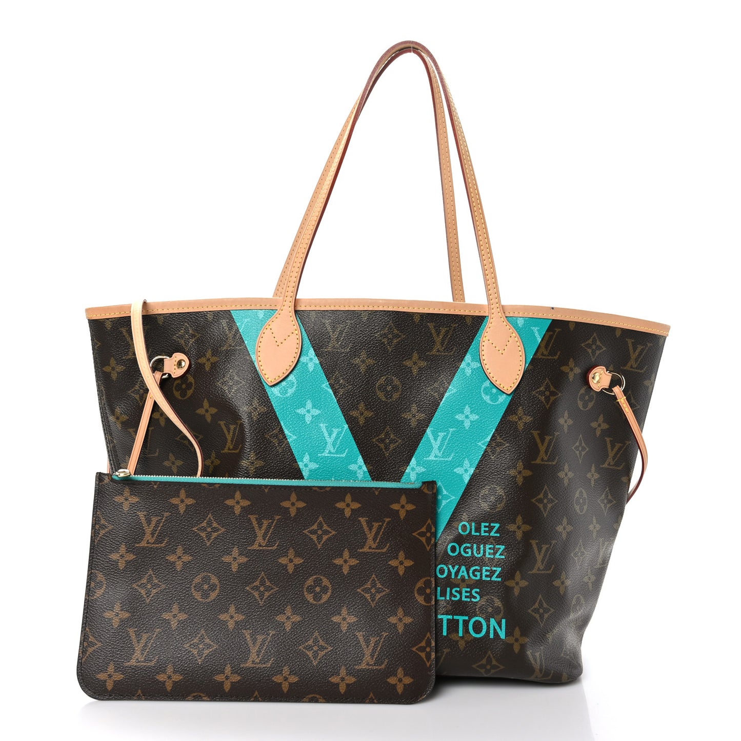 Monogram V Neverfull MM Turquoise