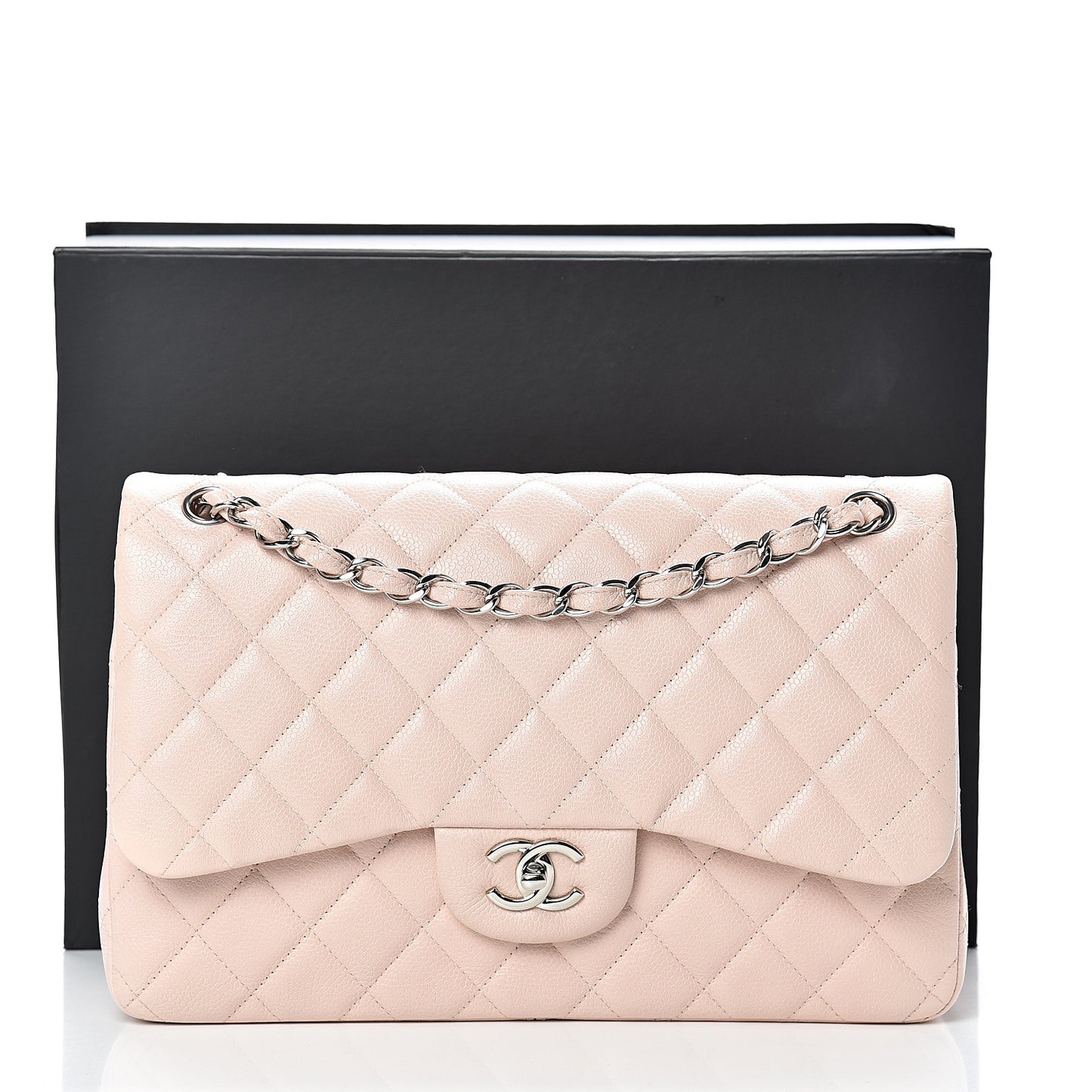Caviar Quilted Jumbo Double Flap Pink