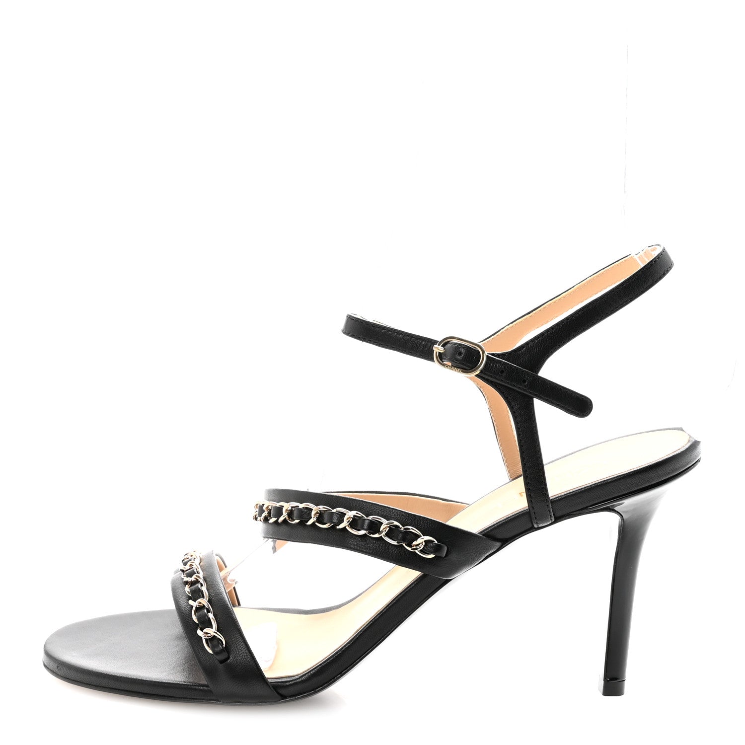 Chanel Lambskin Chain Strap Sandals 41 Black 1 of 9