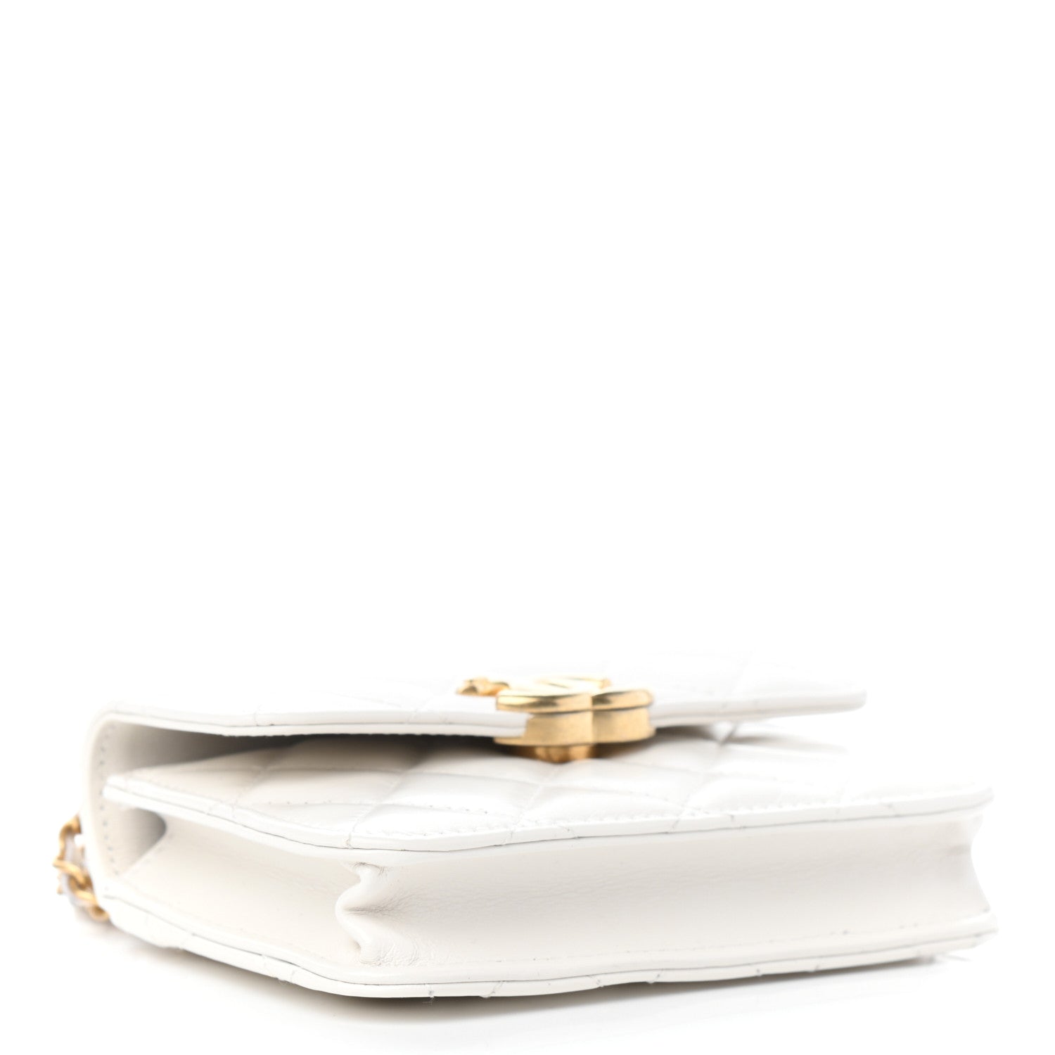 Chanel Calfskin Quilted Perfect Fit Coin Purse With Chain White 4 of 10
