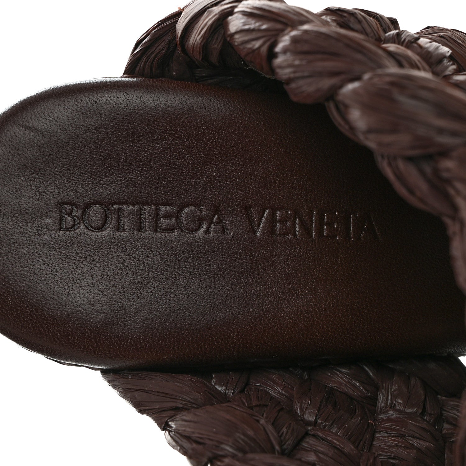 Bottega Veneta Nappa Twisted Intrecciato Raffia Slide Sandals 35.5 Bitter Chocolate 6 of 7