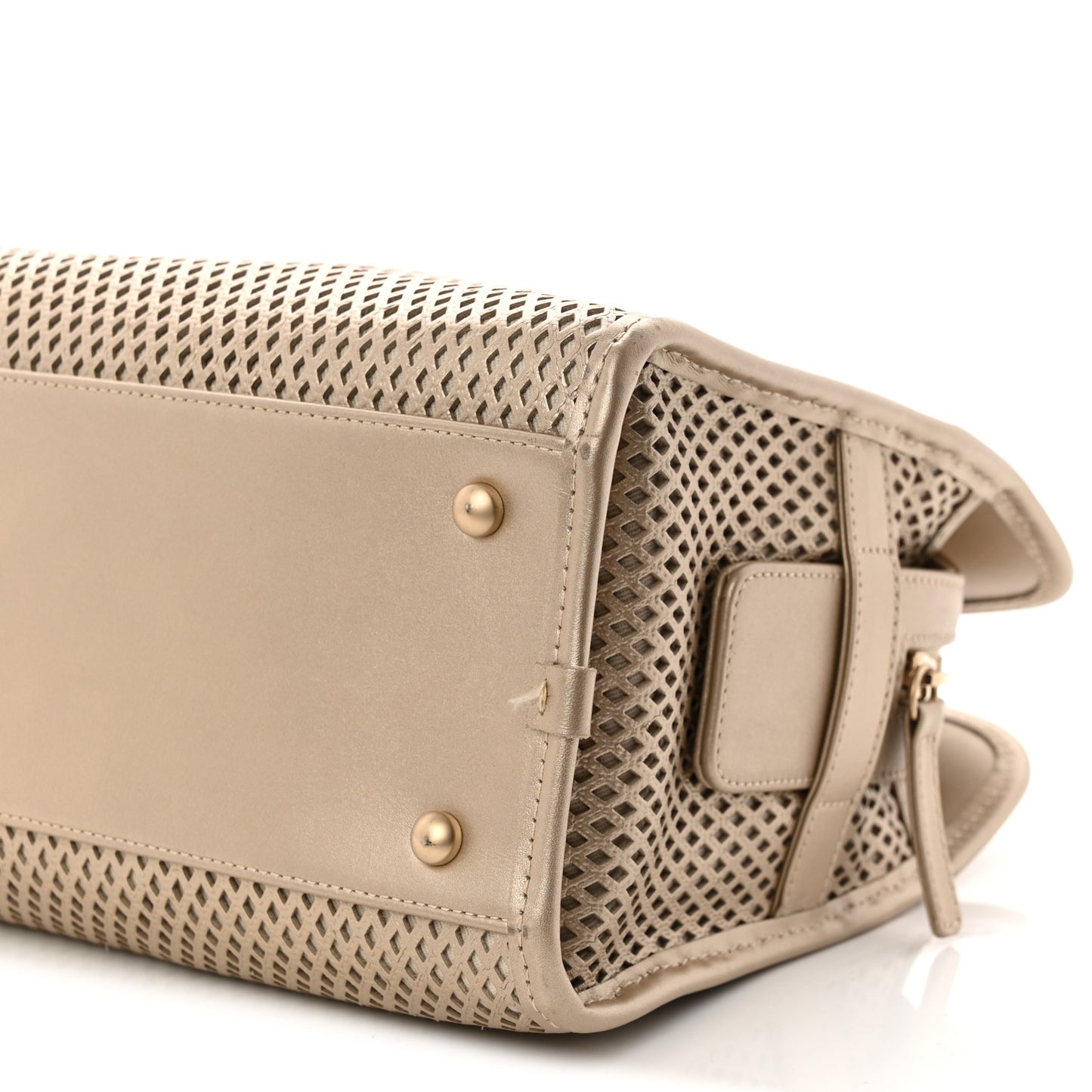 Metallic Calfskin Perforated Up In The Air Tote Light Gold