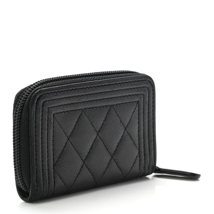 Chanel Caviar Quilted Boy Zip Around Coin Purse Wallet So Black 3 of 9