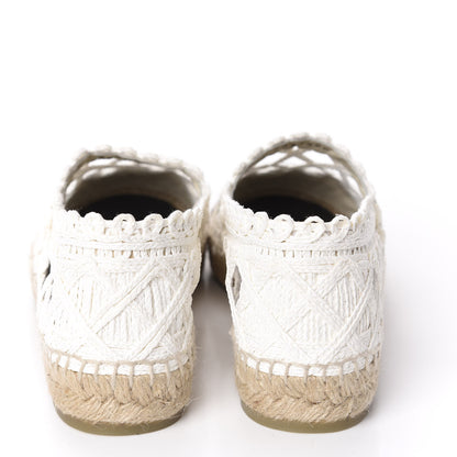 Chanel Woven Fabric Grosgrain CC Espadrilles 38 White Black 6 of 12