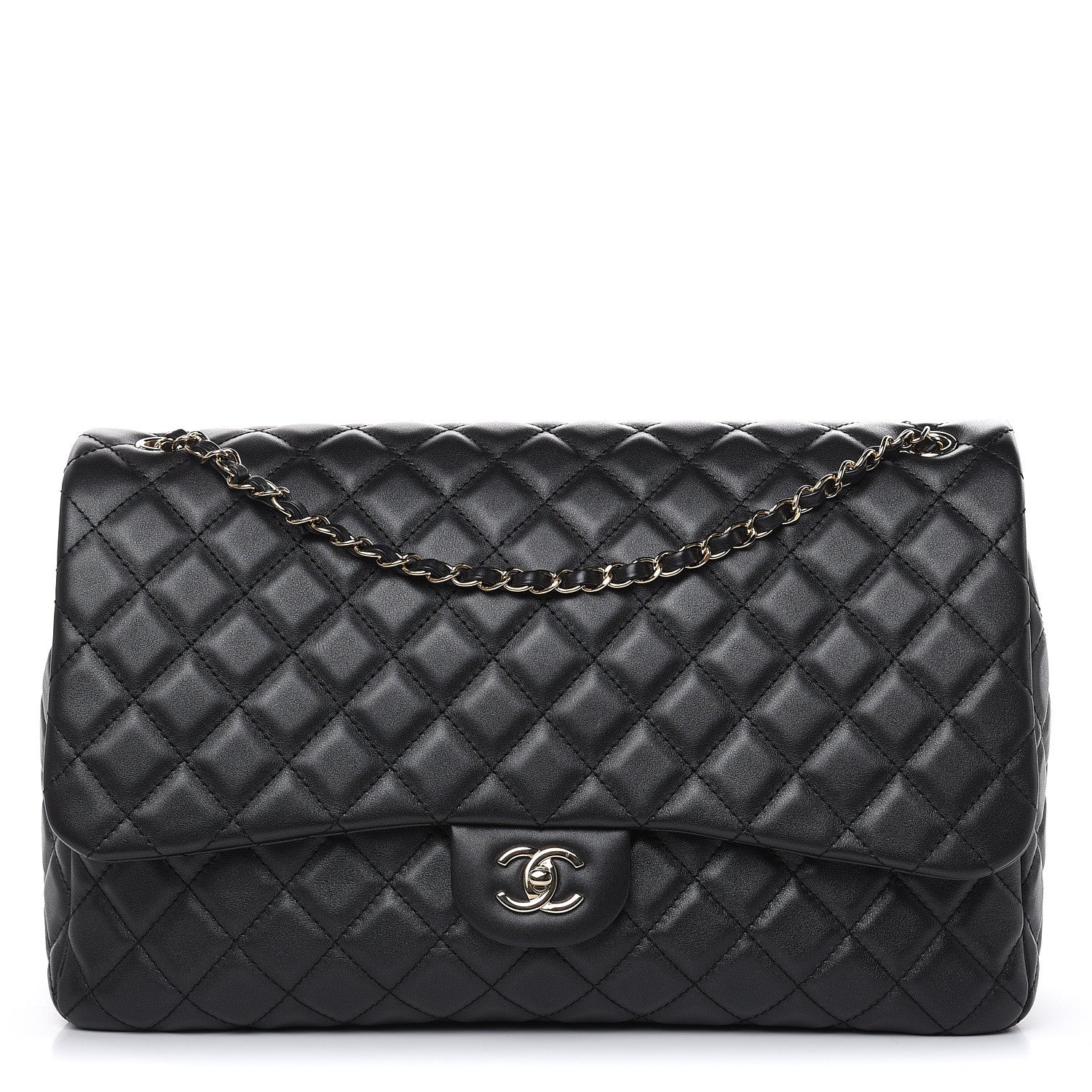 Chanel Metallized Calfskin Quilted Small XXL Travel Flap Bag Black 1 of 10