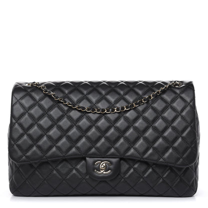 Chanel Metallized Calfskin Quilted Small XXL Travel Flap Bag Black 1 of 10