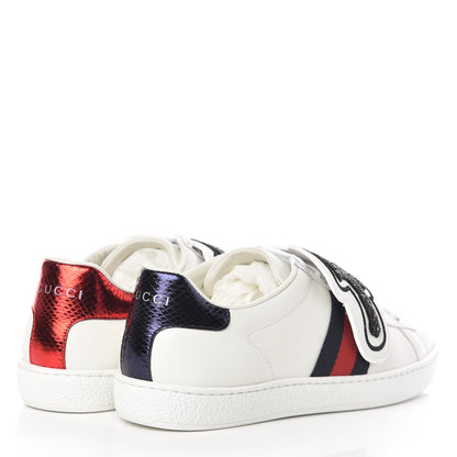 Gucci Calfskin Ayers Crystal Panther Embroidered Womens Ace Sneakers 37 White 4 of 11
