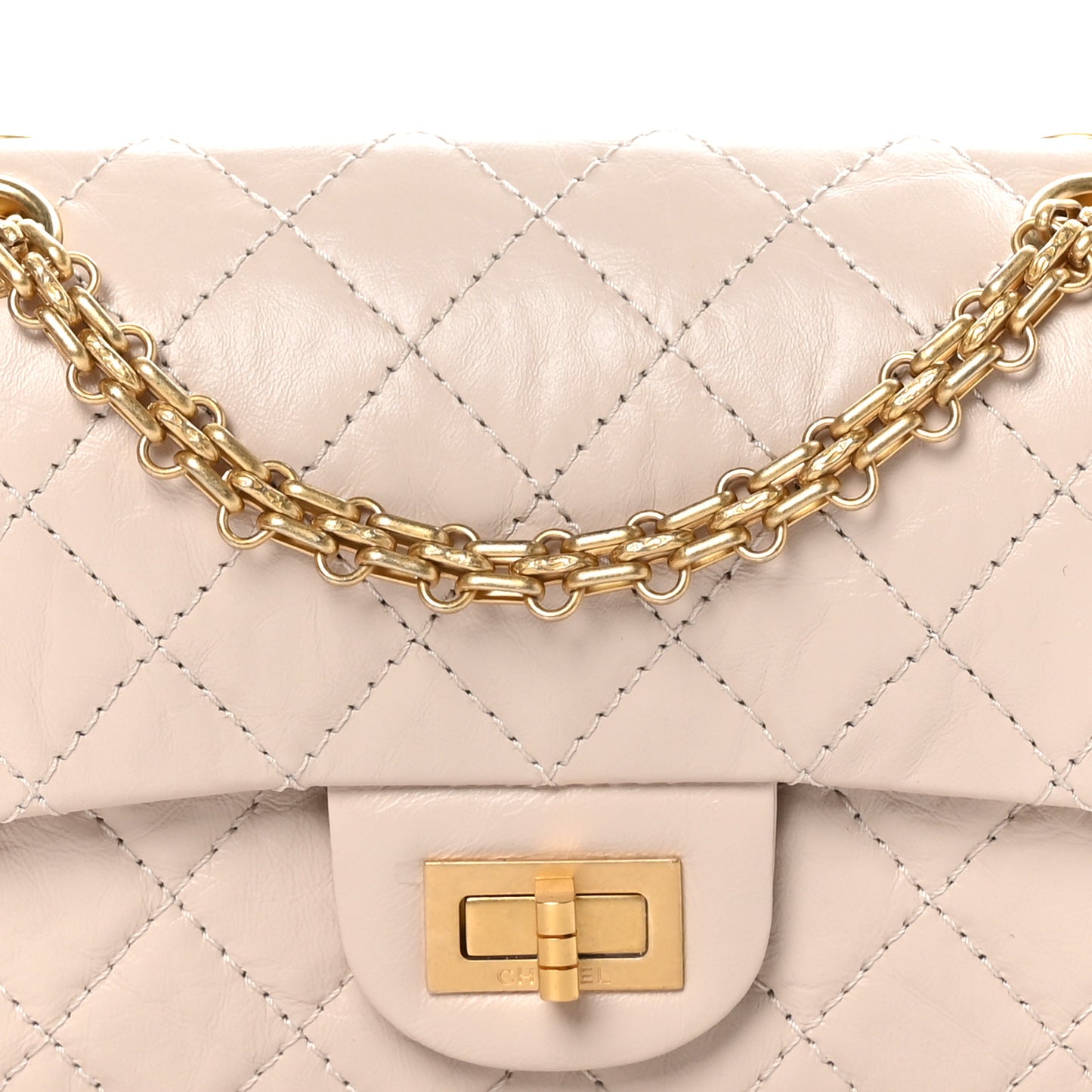 Aged Calfskin Quilted 2.55 Reissue Mini Flap Ecru