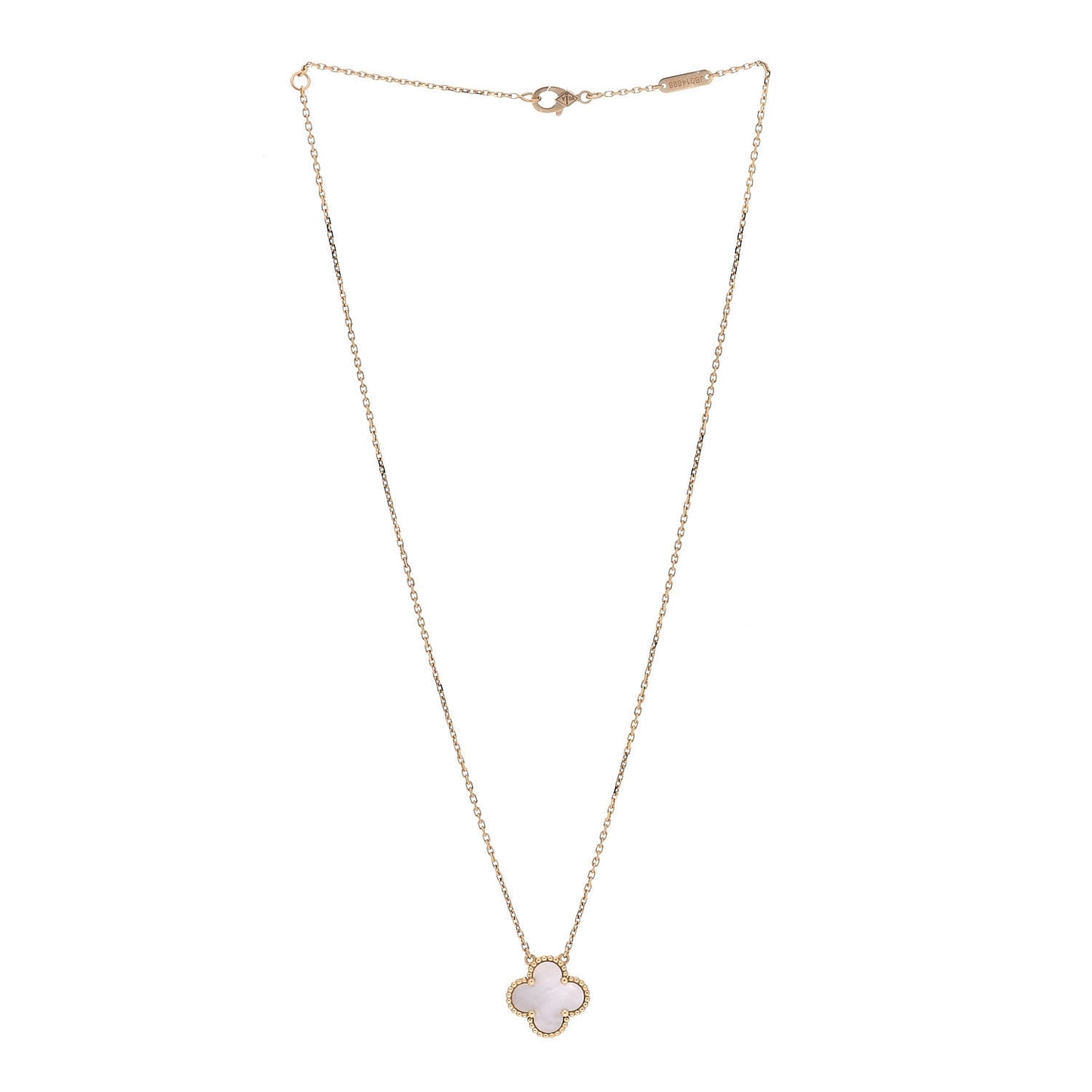 18K Yellow Gold Mother of Pearl Vintage Alhambra Pendant Necklace