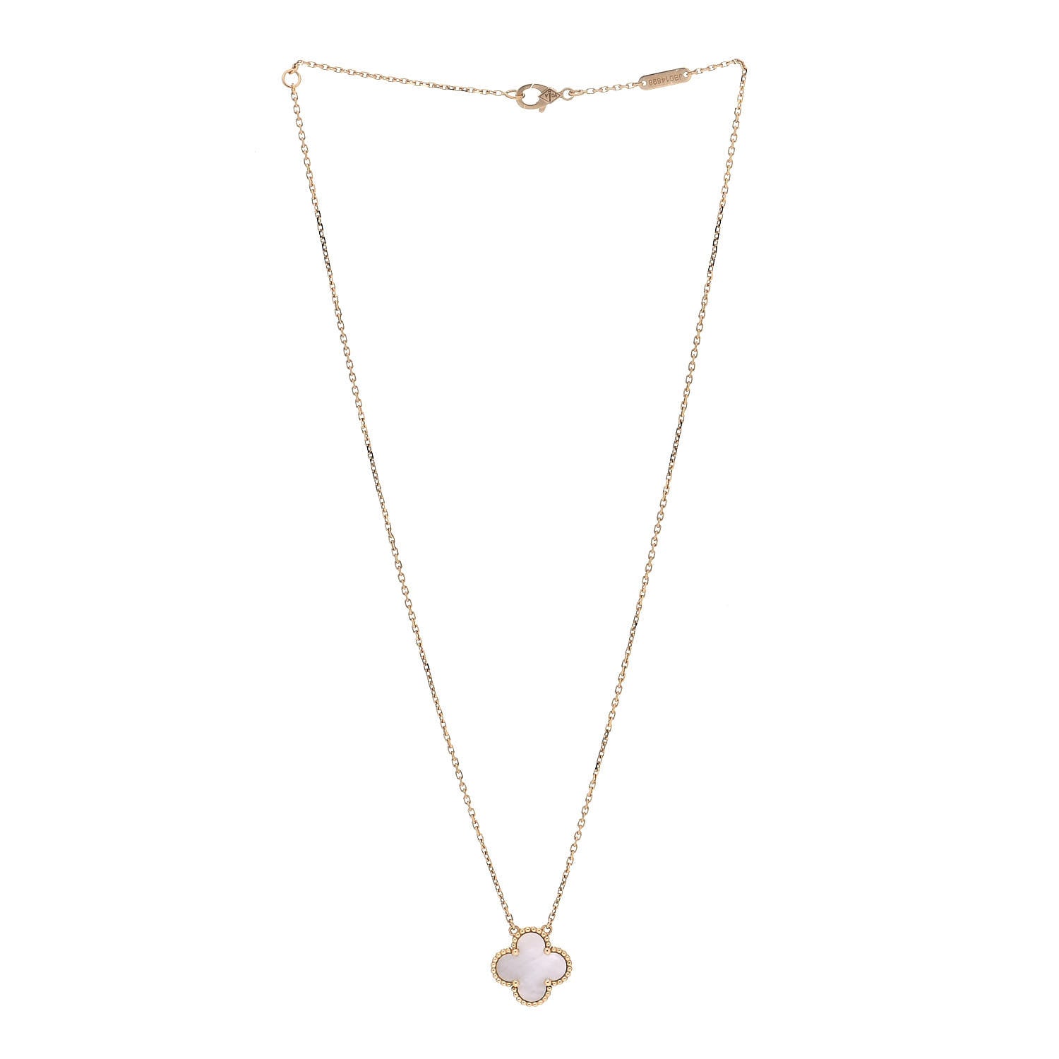 Van Cleef & Arpels 18K Yellow Gold Mother of Pearl Vintage Alhambra Pendant Necklace 2 of 6