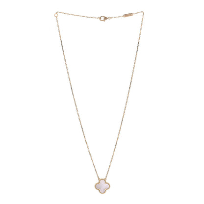 Van Cleef & Arpels 18K Yellow Gold Mother of Pearl Vintage Alhambra Pendant Necklace 2 of 6