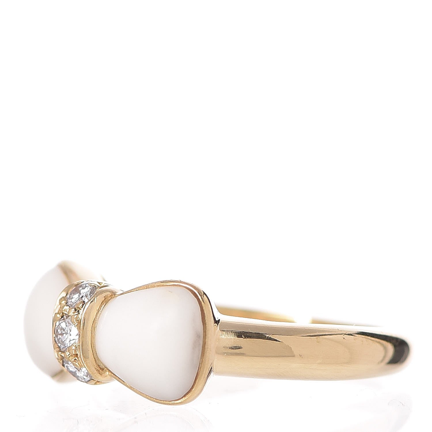 Van Cleef & Arpels 18K Yellow Gold Diamond White Coral Bow Ring 50 5.25 3 of 6