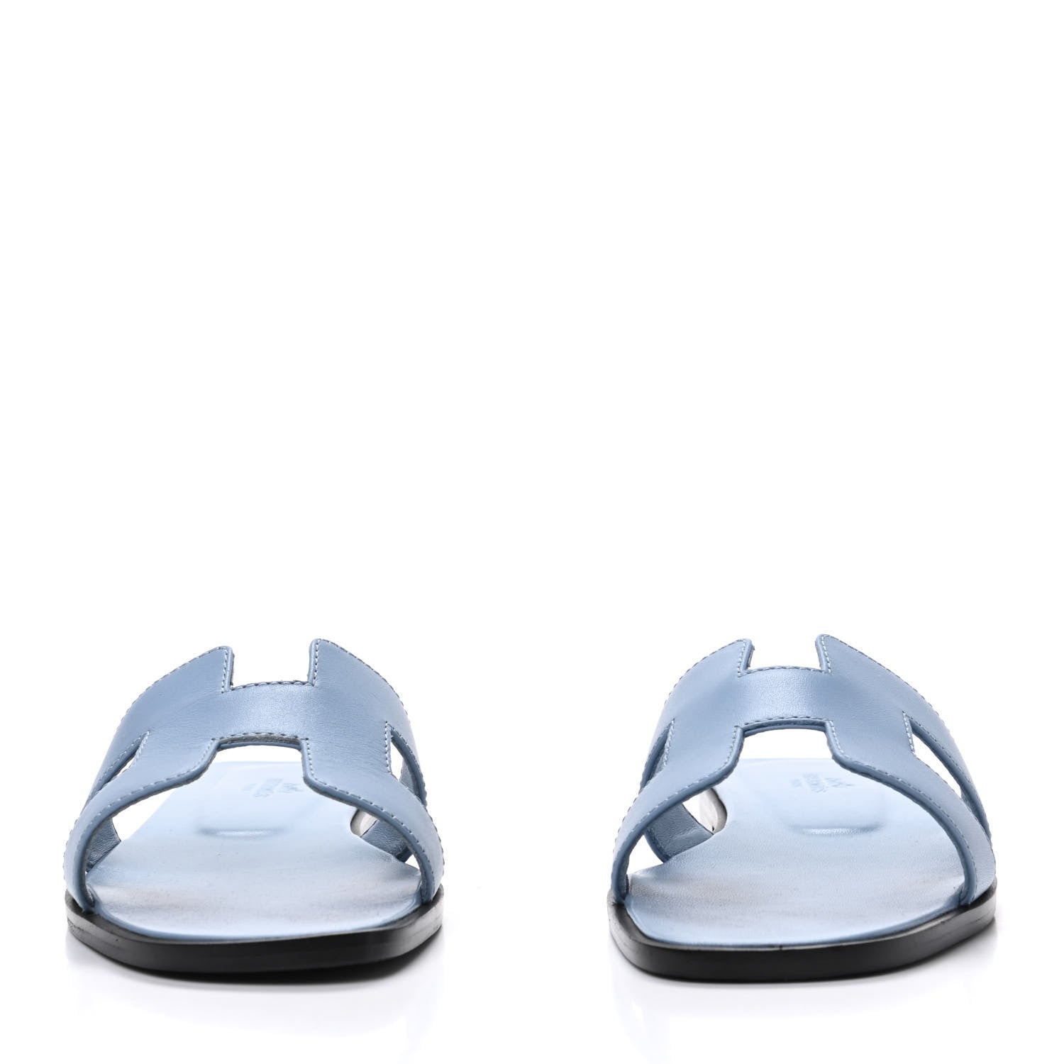 Hermes Calfskin Oran Sandals 37 Bleu Bleuet 2 of 7