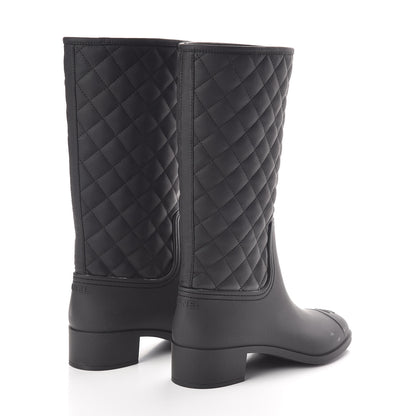 Chanel Rubber Quilted Rain Boots 41 Black 4 of 6
