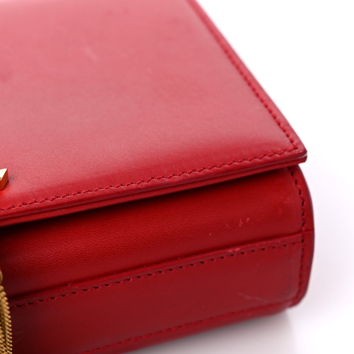 Calfskin Small Classic Monogram Kate Tassel Satchel Red